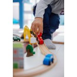 Set trenulet My First Wooden Train Set cu 80 piese din lemn